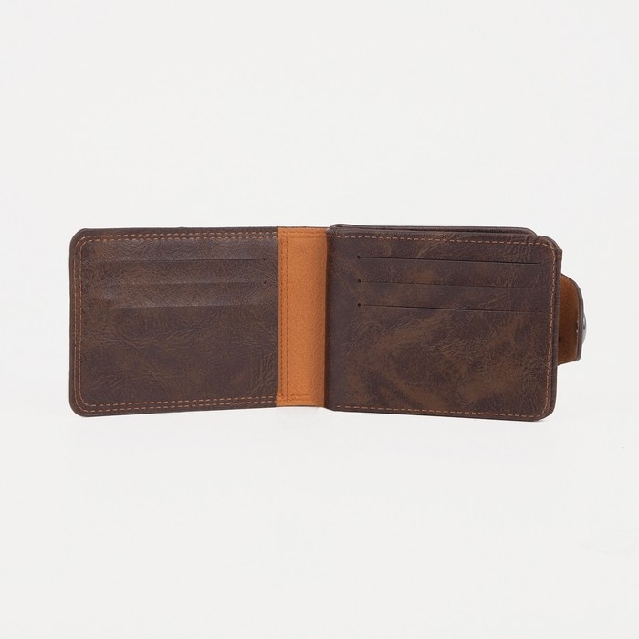 Портмоне мужское на магните, для купюр, для карт, для монет, цвет коричневый