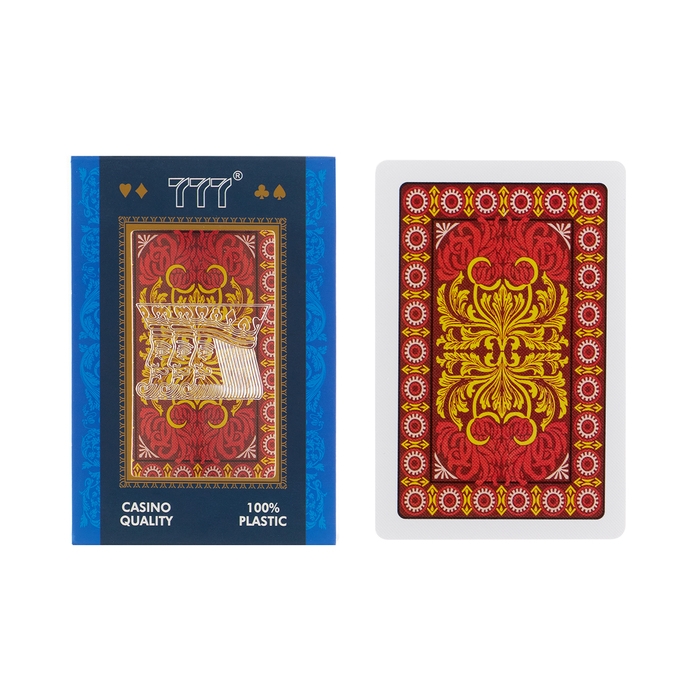 Карты игральные пластиковые Карты игральные пластиковые "777", 54 шт, 30 мкм, красный с золотым