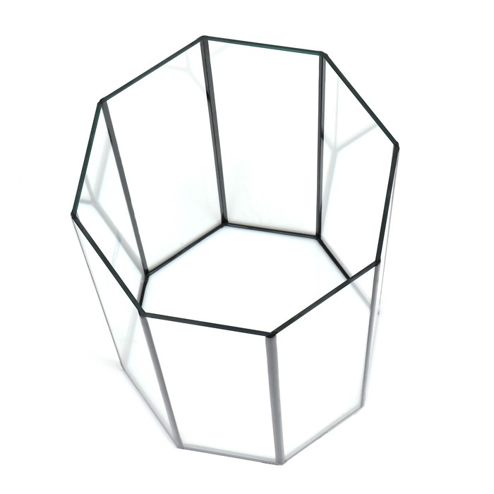 Аквариум Аквариум "Восьмигранный" с крышкой, 24 литра, 25 х 25 х 46/50 см, беленый дуб