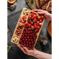 Менажница прямоугольная, 30&times;20&times;1,8 см, 6 секций, берёза