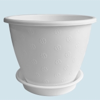 Горшок для цветов с поддоном &laquo;Цветочек&raquo;, 1,2 л, d=15 см, цвет белый