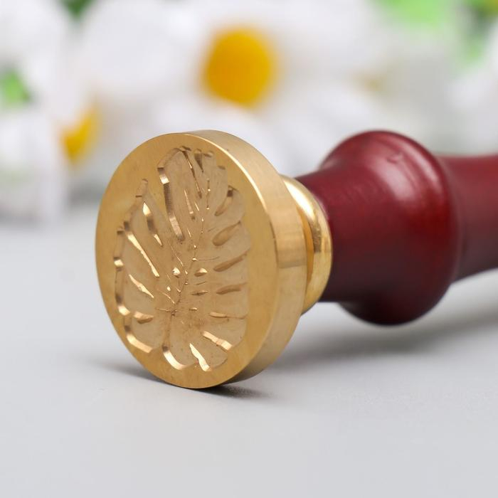 Печать для сургуча с деревянной ручкой Печать для сургуча с деревянной ручкой "Лист монстеры" 9х2,5х2,5 см