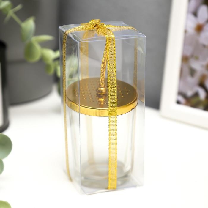 Подсвечник стекло на 1 свечу "Пёрышко" золото 11х5,5х5,5 см