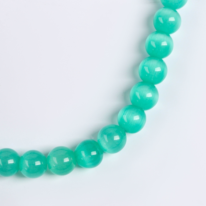 Бусины из натурального камня &laquo;Кошачий глаз&raquo; набор 50 шт.,1 шт. &mdash; 8 мм, светло-зелёный