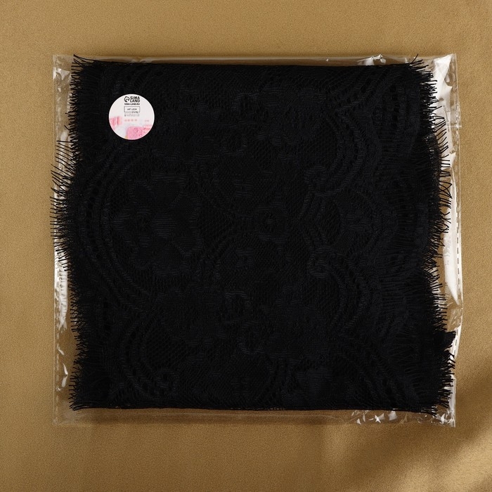 Кружево реснички, 170 мм &times; 3 &plusmn; 0,5 м, цвет чёрный