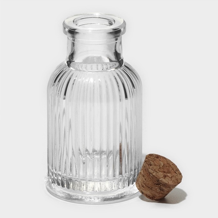 Набор баночек стеклянных для специй с пробковой крышкой Доляна &laquo;Парфе. Афина&raquo;, 35 мл, 4,3&times;8 см, 12 шт, цвет прозрачный