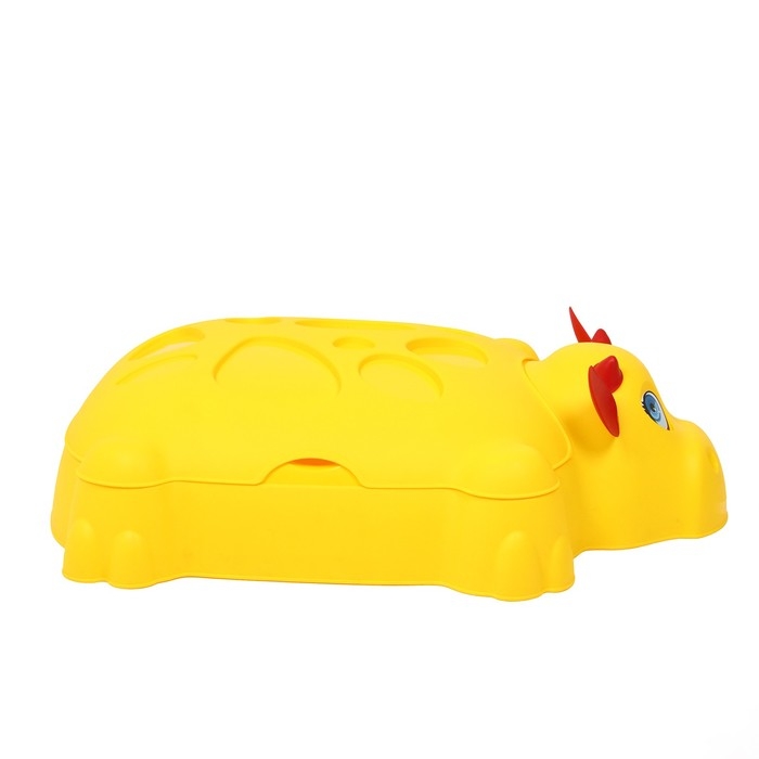 Песочница детская пластиковая, с крышкой, 116 &times; 83 &times; 30 см, &laquo;Коровка&raquo;