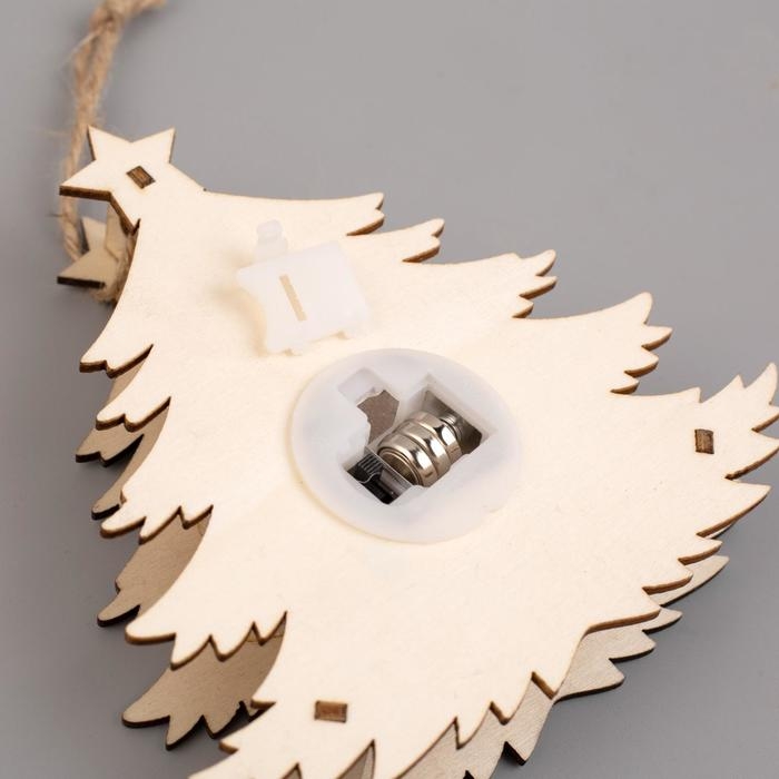 Ёлочная игрушка «Ёлочка с Дедом Морозом», от батареек, свечение тёплое белое Ёлочная игрушка «Ёлочка с Дедом Морозом», от батареек, свечение тёплое белое