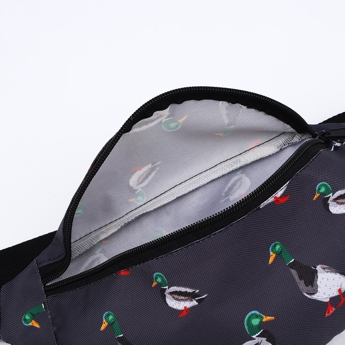 Сумка поясная Утки, 32х8х15 см, отд на молнии, цвет серо-зелёный Сумка поясная Утки, 32х8х15 см, отд на молнии, цвет серо-зелёный