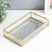 Подставка интерьерная стекло с зеркалом "Прямоугольник. Кора" с ручками 25,5х14х5 см Подставка интерьерная стекло с зеркалом "Прямоугольник. Кора" с ручками 25,5х14х5 см