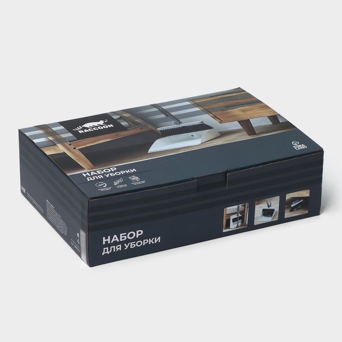 Щётка для пола Raccoon, 2 предмета: совок 27×25×88 см, щётка 26×94 см, цвет белый Щётка для пола Raccoon, 2 предмета: совок 27×25×88 см, щётка 26×94 см, цвет белый