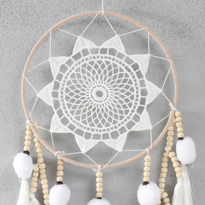 Ловец снов "Кружевной с бусинами и кисточками" МИКС 65х20 см