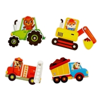 Пазлы подвижные &laquo;Машинки&raquo;, 4 пазла, 8 деталей