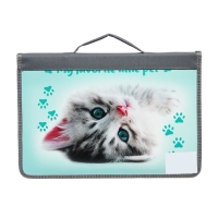 Папка для труда А4, с ручками, молния вокруг, ламинированный картон, 30Тр44р, Calligrata, "Серый котёнок" Папка для труда А4, с ручками, молния вокруг, ламинированный картон, 30Тр44р, Calligrata, "Серый котёнок"