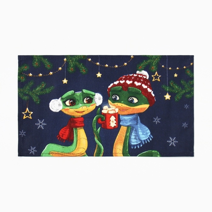 Новый год. Символ года. Змея. Набор полотенец Доляна "Новогодняя сказка" 28х46 см - 3шт, 100% хл, рогожка 164 г/м2