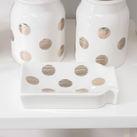 Набор аксессуаров для ванной комнаты &laquo;Золото&raquo;, 4 предмета (дозатор 350 мл, мыльница, 2 стакана), цвет белый