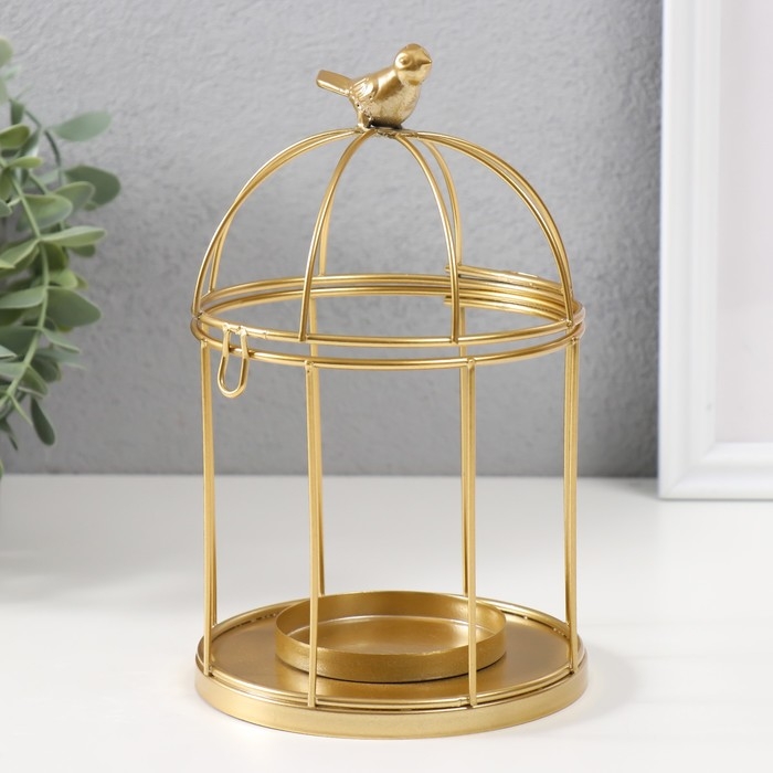 Подсвечник металл Подсвечник металл "Птичка на клетке" н-р 3 шт d=5;6;8 см золото 9,5х15,5; 12х21; 15,5х25 см 101825