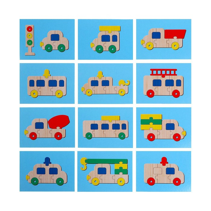 Пазл конструктор деревянный &laquo;Автотранспорт&raquo;