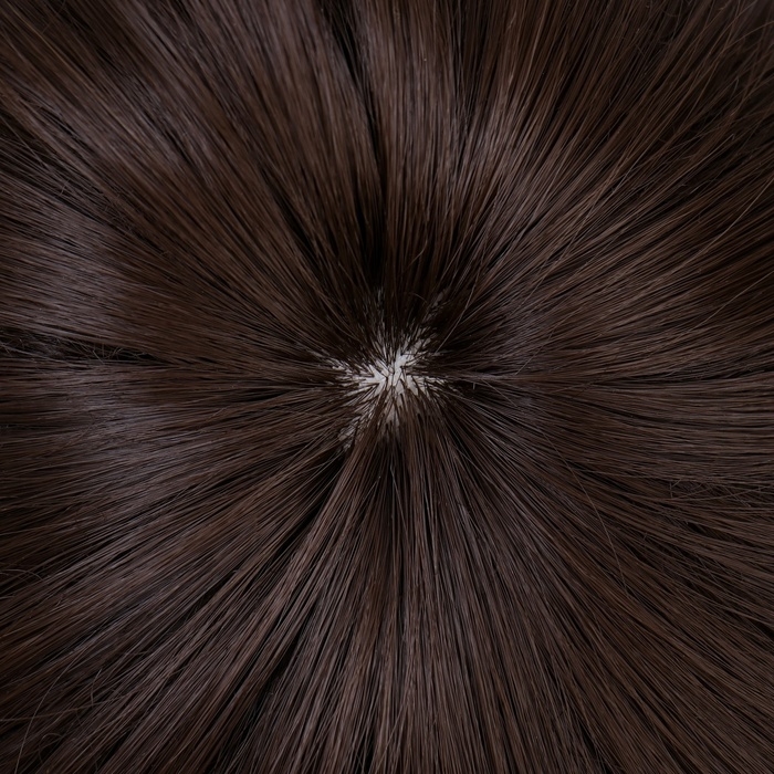 Парик искусственный, с чёлкой, каре, имитация кожи, 16 см, 160 гр, цвет каштановый