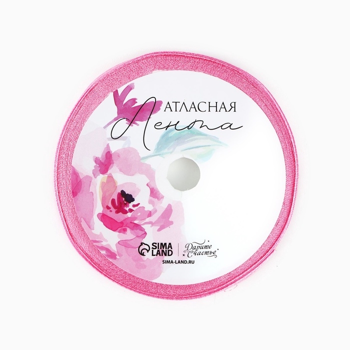 Лента атласная декоративная «Сделано с любовью», розовая, 1 см х 5 м Лента атласная декоративная «Сделано с любовью», розовая, 1 см х 5 м