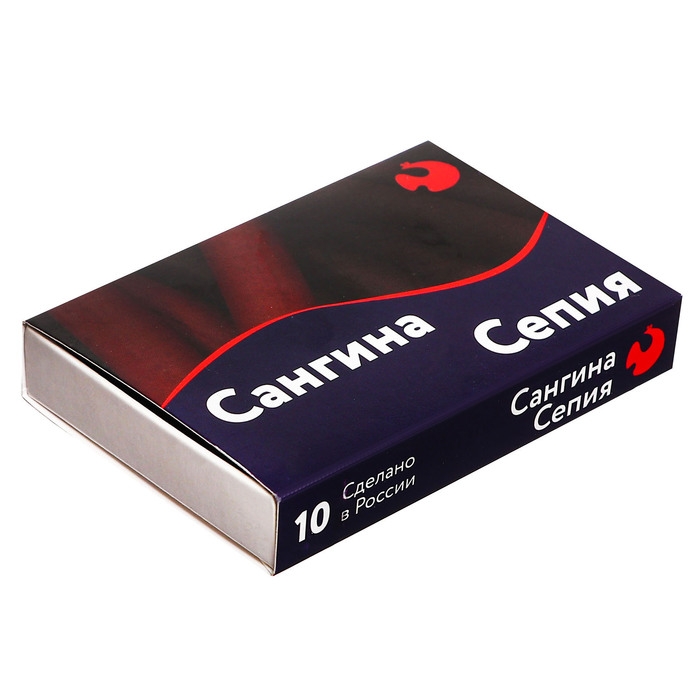 Сангина/Сепия, набор 10 штук, (длина55&plusmn; 1мм; диаметр 8 мм&plusmn; 1мм), в картонной коробке