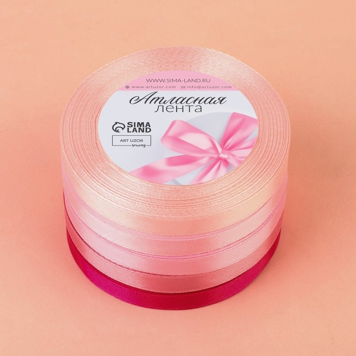 Набор атласных лент, 5 шт, размер 1 ленты: 10 мм × 23 ± 1 м, цвет розовый спектр Набор атласных лент, 5 шт, размер 1 ленты: 10 мм × 23 ± 1 м, цвет розовый спектр