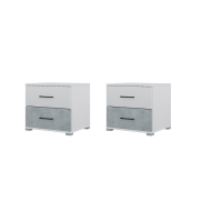 Спальный гарнитур Бостон, Кровать 1600, Комод, 2 тумбы, Шкаф 1200, Белый/Бетон