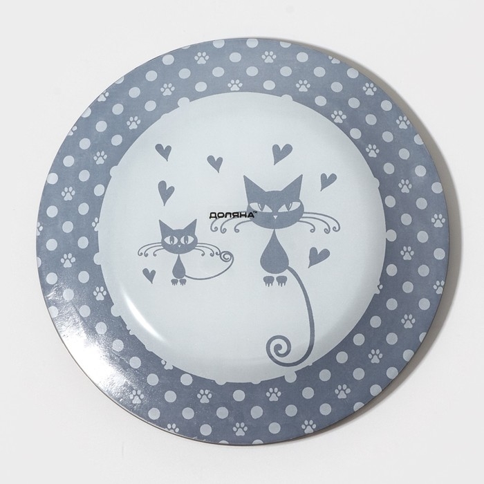 Тарелка стеклянная Доляна &laquo;Котики&raquo;, d=20 см