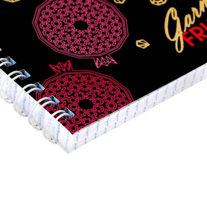 Тетрадь 96 листов в клетку на гребне Тетрадь 96 листов в клетку на гребне "Драгоценные фрукты", обложка мелованный картон, матовая ламинация, 3D фольга, блок 65, 4В, МИКС