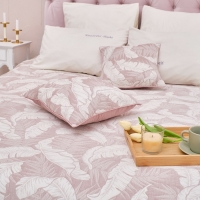 Покрывало хлопковое Этель &laquo;Перья&raquo; 150х240&plusmn;5 см, цвет бежевый, 100%хлопок, 300гр/м2