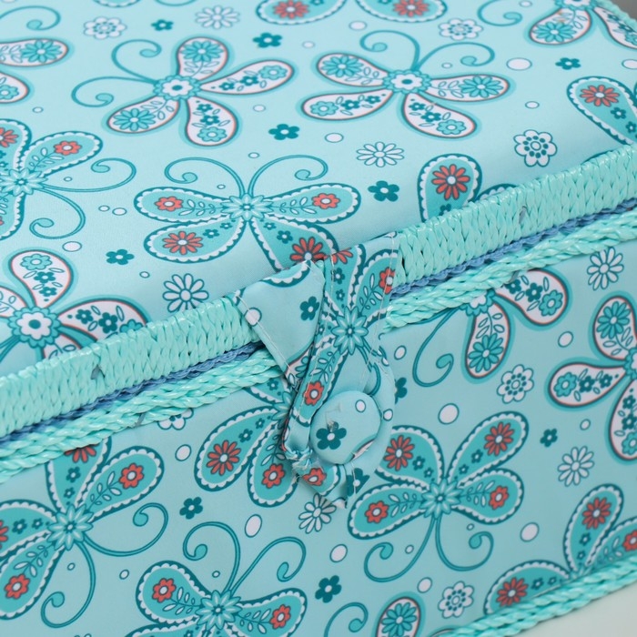 Шкатулка для рукоделия Шкатулка для рукоделия "Бабочки и цветочки на голубом" 19х26х14,5 см