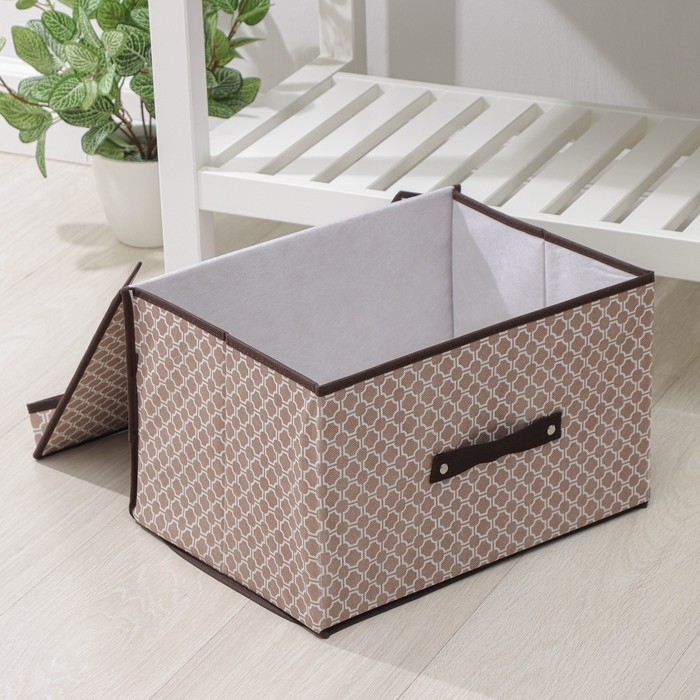 Короб стеллажный для хранения с крышкой Доляна &laquo;Браун&raquo;, 40&times;30&times;25 см, цвет коричневый