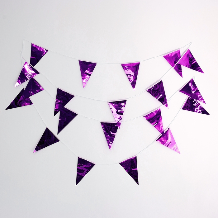 Гирлянда &laquo;Флажки&raquo;, 20 флажков, 10 метров, цвет фиолетовый