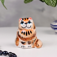 Сувенир "Кошка сидячая", 6х6 см, цветная, гжель