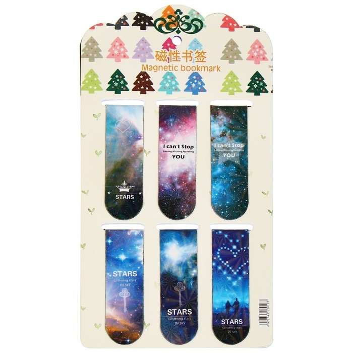 Набор магнитных закладок для книг Calligrata 6 штук, Набор магнитных закладок для книг Calligrata 6 штук, "Вселенная", МИКС