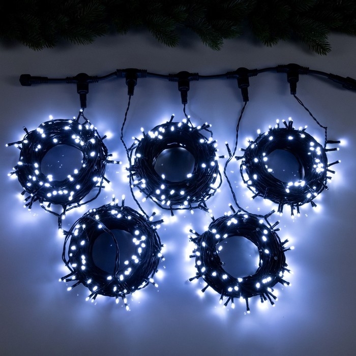 Гирлянда «Клип-лайт» 5 нитей по 20 м, IP44, УМС, тёмная нить, 665 LED, свечение белое, мерцание, 24 В Гирлянда «Клип-лайт» 5 нитей по 20 м, IP44, УМС, тёмная нить, 665 LED, свечение белое, мерцание, 24 В