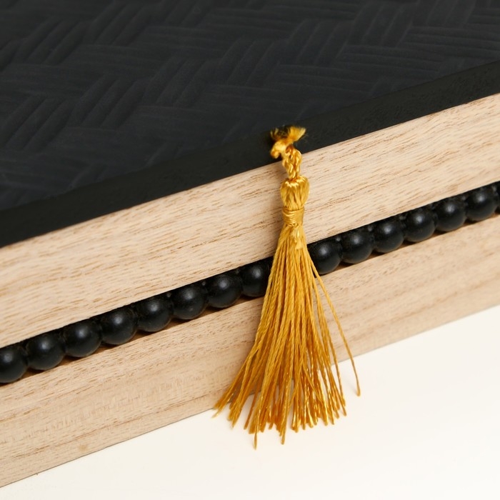 Шкатулка дерево с делениями "Плетение" черный 18х18,4х6,8 см