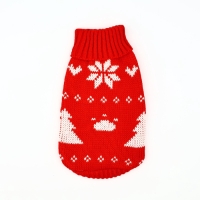 Одежда для собак. Свитер вязаный с орнаментом &laquo;Новогодний&raquo;, красный, размер S