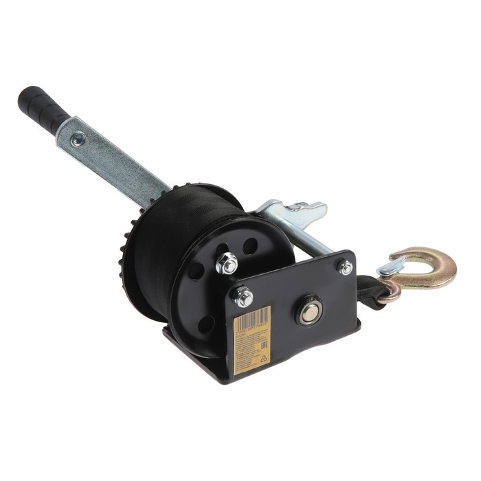 Лебедка ручная барабанная тяговая ТУНДРА, 800 кг, трос-ремень 6 метров Лебедка ручная барабанная тяговая ТУНДРА, 800 кг, трос-ремень 6 метров