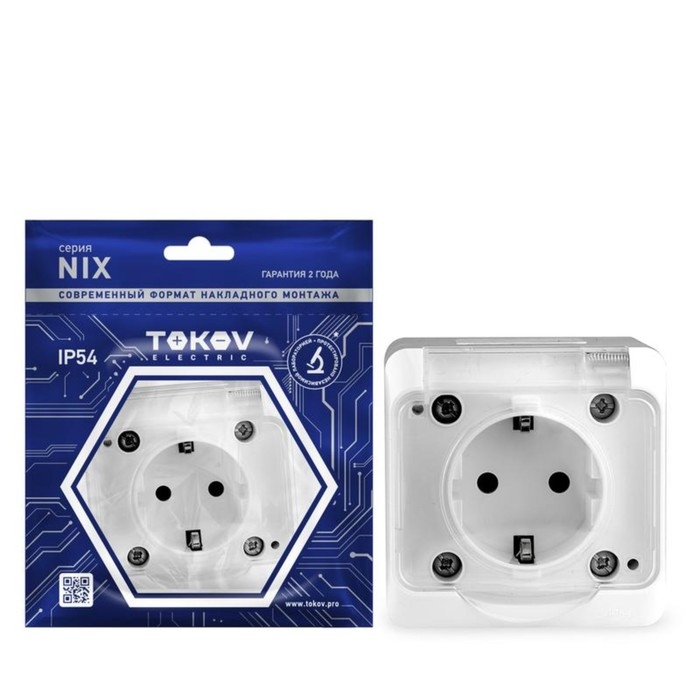 Розетка TOKOV ELECTRIC, Nix, 1-м, 16А, IP54, 250В, с з/к, с прозр. кр, белый, TKE-NX-R1Z-C01T-IP54 Розетка TOKOV ELECTRIC, Nix, 1-м, 16А, IP54, 250В, с з/к, с прозр. кр, белый, TKE-NX-R1Z-C01T-IP54