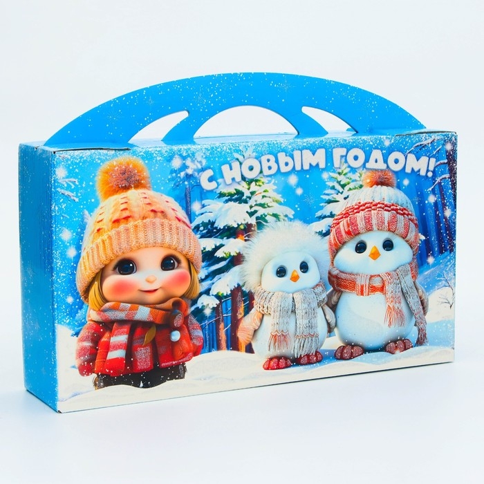 Новый год. Подарочная коробка Новогодняя Портфель макси широкий Новый год. Подарочная коробка Новогодняя Портфель макси широкий "Малыши" с анимацией 37 x 8 x 20,2 см.