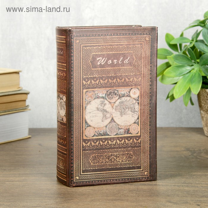 Сейф-книга дерево кожзам Сейф-книга дерево кожзам "Картография" 17х11х5 см