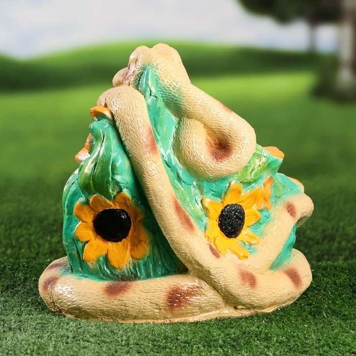 Садовая фигура Садовая фигура "Змея с подсолнухами" зеленая, 26х30х25см