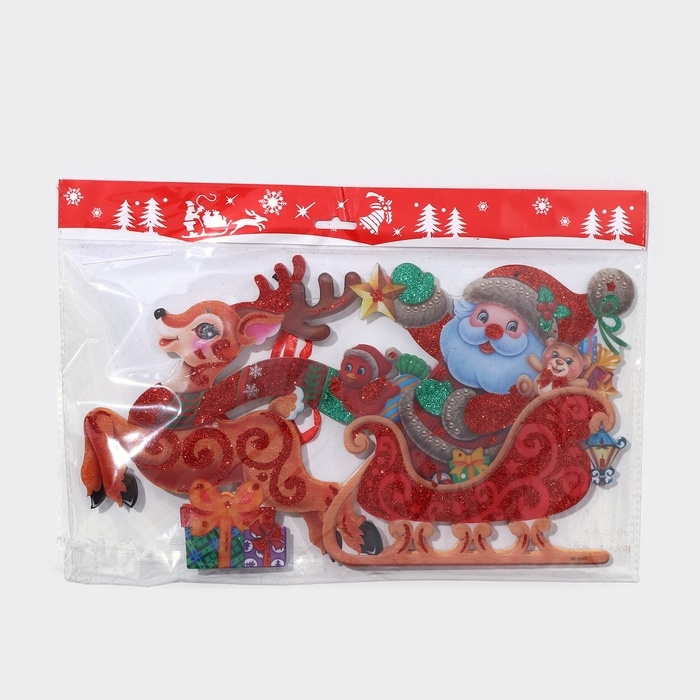 Декоративное светящиеся украшение (подвеска) Декоративное светящиеся украшение (подвеска) "Дед мороз на санках" 20,5х37 см