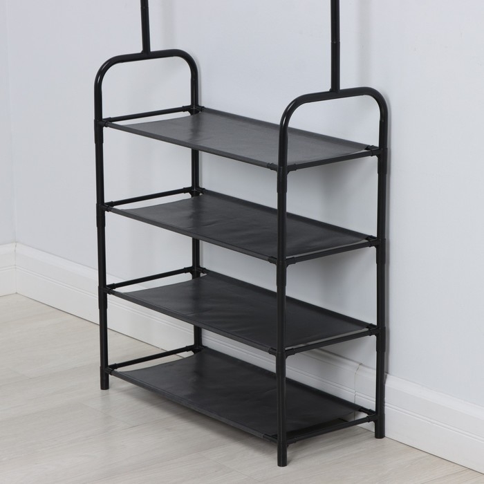 Вешалка - стойка напольная для одежды LaDо́m, с полками для хранения, 4 яруса, 60&times;26&times;160 см, цвет чёрный