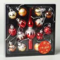 Набор украшений пластик 15 шт "Сочельник" искра, d-3 см, наконечник 13 см