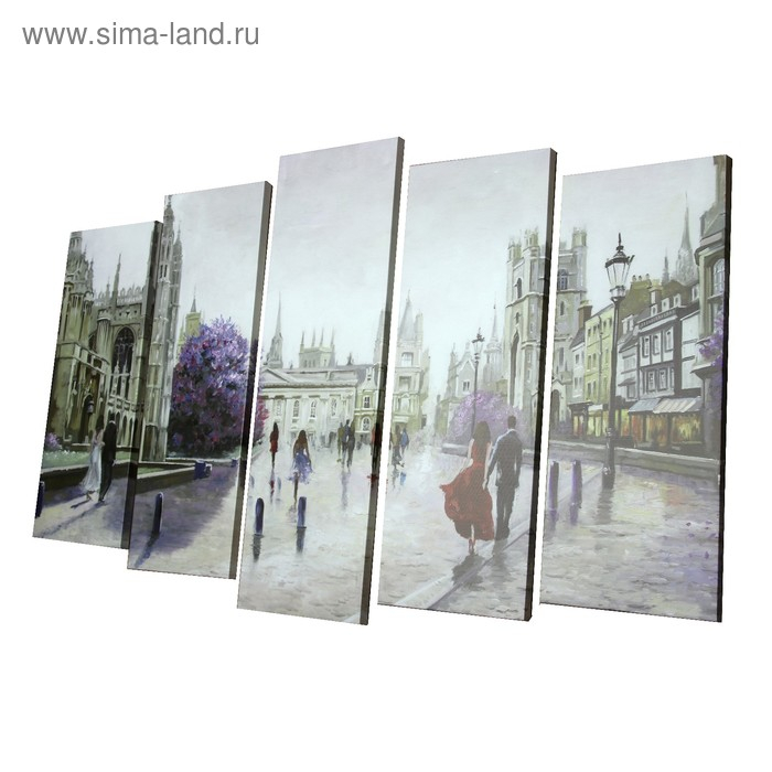 Модульная картина на подрамнике "Светлый город" 2-25х64, 2-25х71,1-25х80  125*80 см