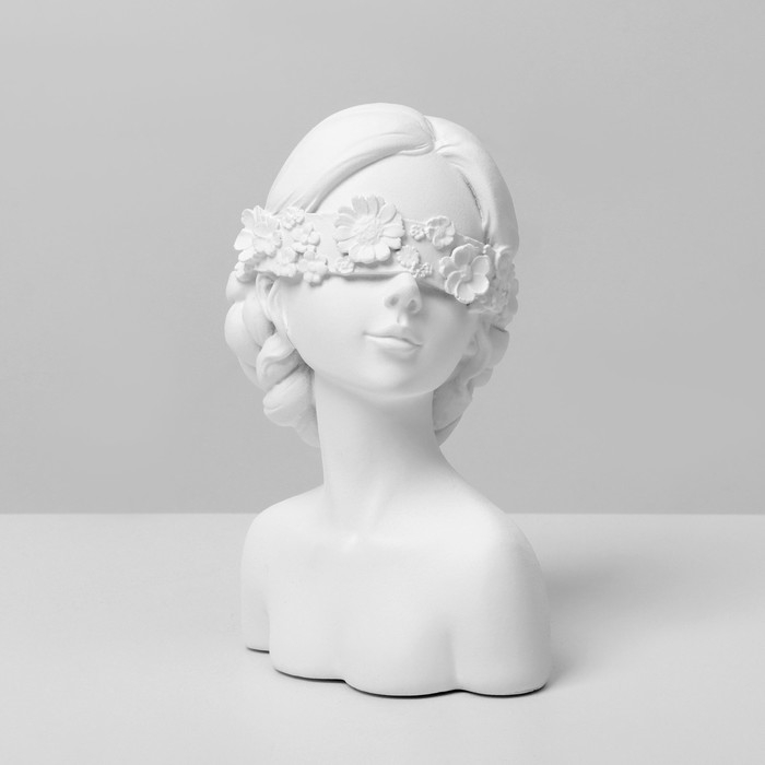 Бюст для украшений &laquo;Девушка в цветах&raquo;, анфас, 9,5&times;7,5&times;14 см, цвет белый