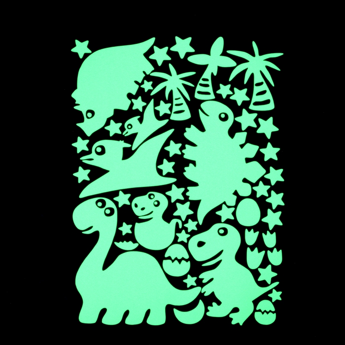 Наклейка 3Д интерьерная светящаяся Динозаврики 30*20см Наклейка 3Д интерьерная светящаяся Динозаврики 30*20см