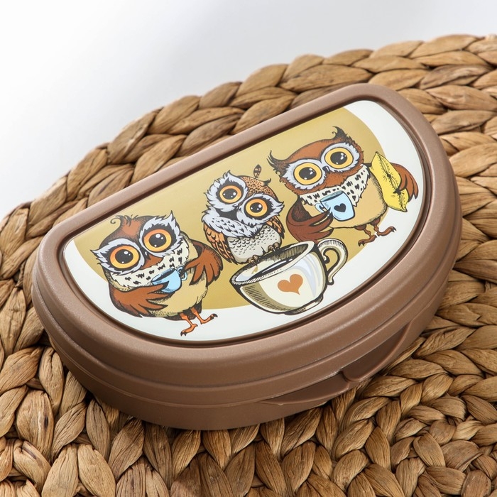 Бутербродница &laquo;Совы&raquo;, 400 мл, цвет коричневый